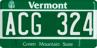 VT license plate ACG324