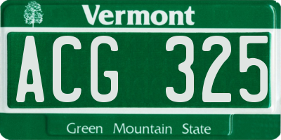 VT license plate ACG325