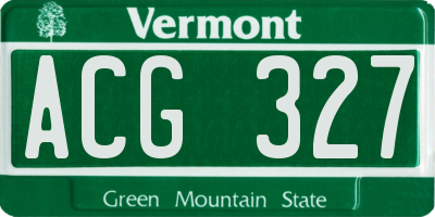 VT license plate ACG327