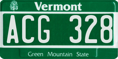 VT license plate ACG328