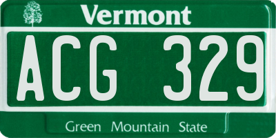 VT license plate ACG329