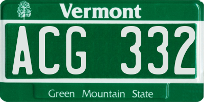 VT license plate ACG332
