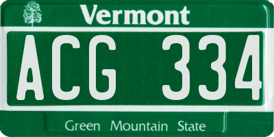 VT license plate ACG334