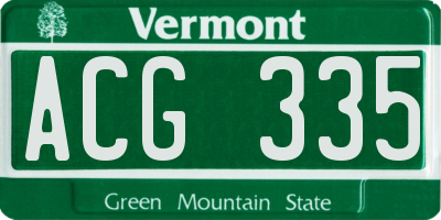 VT license plate ACG335