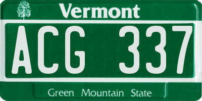 VT license plate ACG337