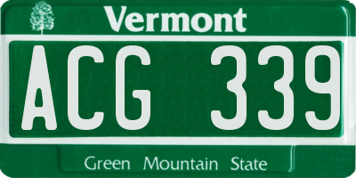 VT license plate ACG339