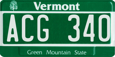 VT license plate ACG340