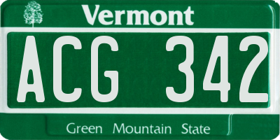 VT license plate ACG342