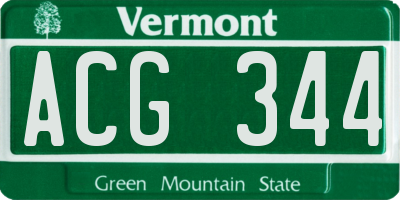 VT license plate ACG344