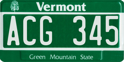 VT license plate ACG345