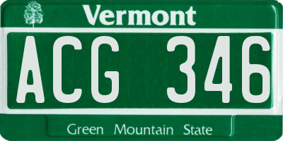 VT license plate ACG346