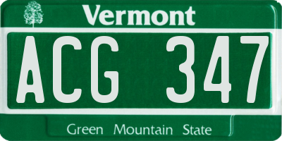 VT license plate ACG347