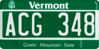 VT license plate ACG348