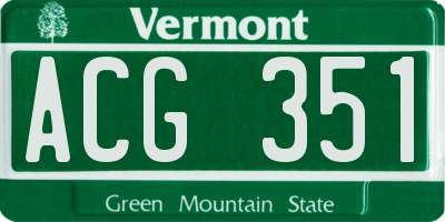 VT license plate ACG351