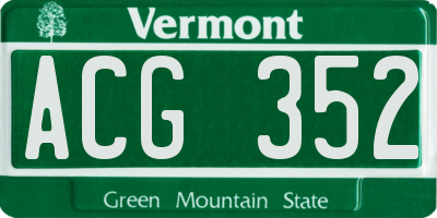 VT license plate ACG352