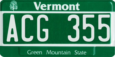 VT license plate ACG355