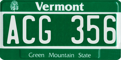 VT license plate ACG356
