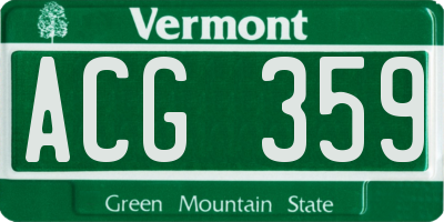 VT license plate ACG359
