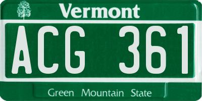 VT license plate ACG361