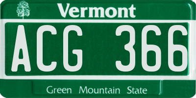 VT license plate ACG366