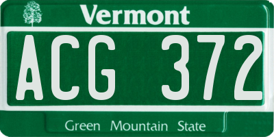 VT license plate ACG372