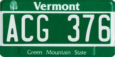 VT license plate ACG376
