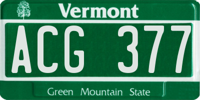 VT license plate ACG377