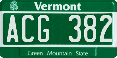 VT license plate ACG382