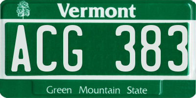 VT license plate ACG383