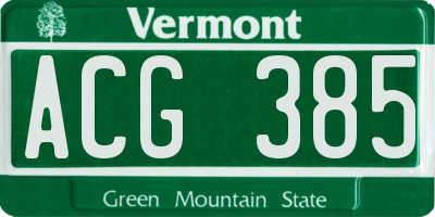 VT license plate ACG385