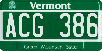 VT license plate ACG386