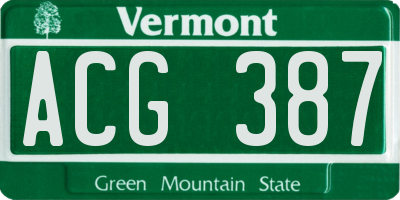 VT license plate ACG387