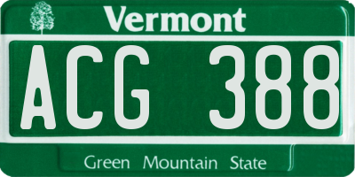 VT license plate ACG388