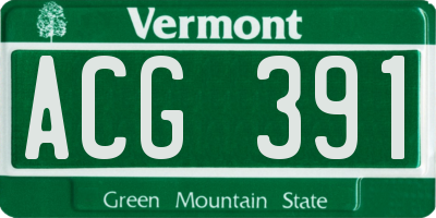 VT license plate ACG391