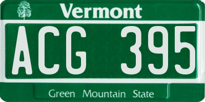 VT license plate ACG395