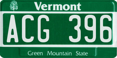 VT license plate ACG396