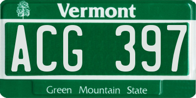 VT license plate ACG397