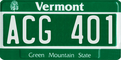 VT license plate ACG401