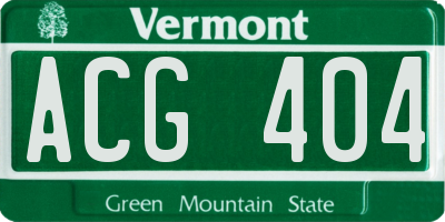 VT license plate ACG404