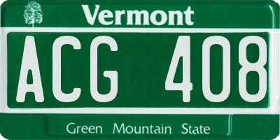 VT license plate ACG408