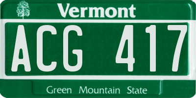 VT license plate ACG417