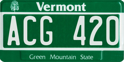 VT license plate ACG420