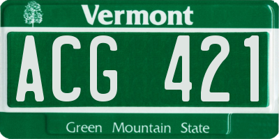VT license plate ACG421