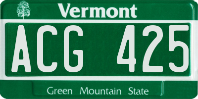 VT license plate ACG425
