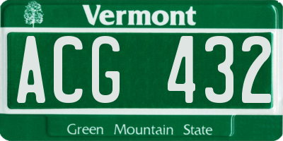 VT license plate ACG432