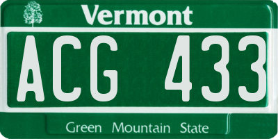 VT license plate ACG433