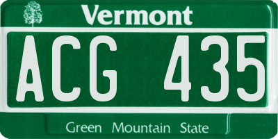 VT license plate ACG435