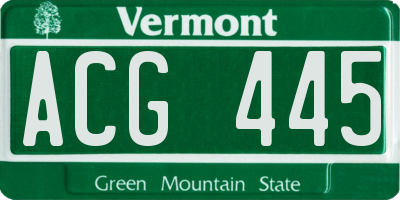 VT license plate ACG445
