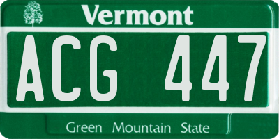 VT license plate ACG447