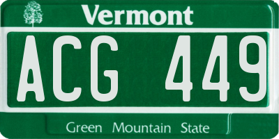 VT license plate ACG449